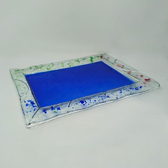 1970s Astonishing Blue Tray By Albatros in Murano Glass. Made in Italy - Picture 3 of 8